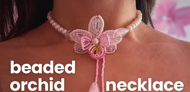 French Beaded Orchid Necklace Tutorial